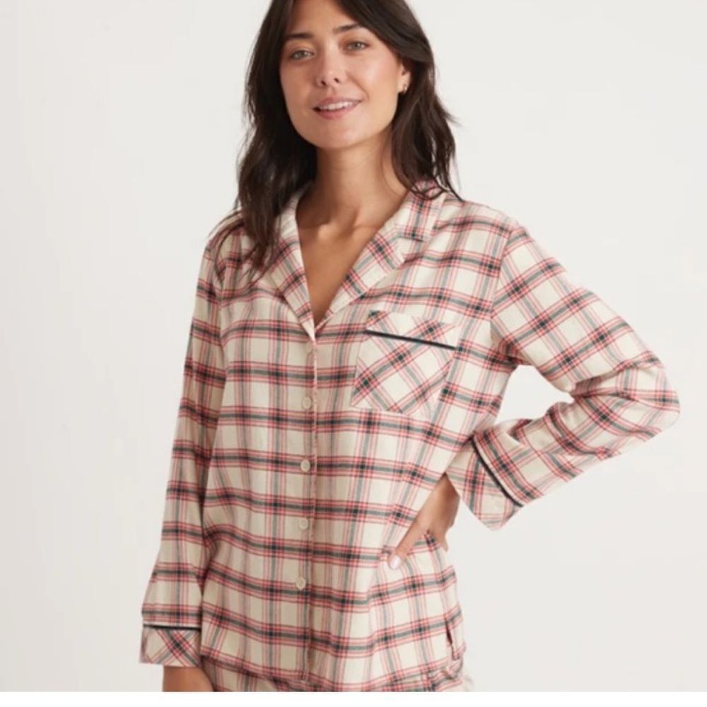 Marine Layer Classic PJ Top in Red Plaid Size Large